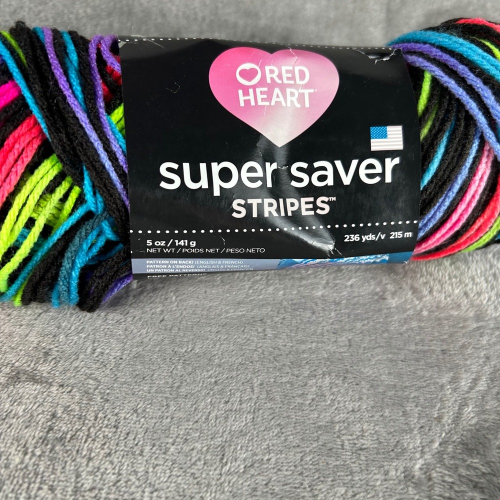 Red Heart Super Saver Stripes Yarn Neon Stripes 5oz 236yds Medium 4 Acrylic